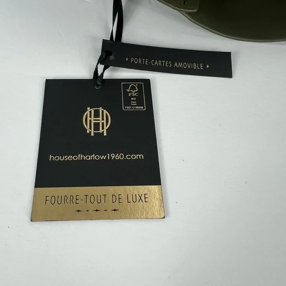 HOUSE OF HARLOW 1960 LUX TOTE, FAUX SUEDE OLIVE GREEN COLOR WITH A BACK POCKET